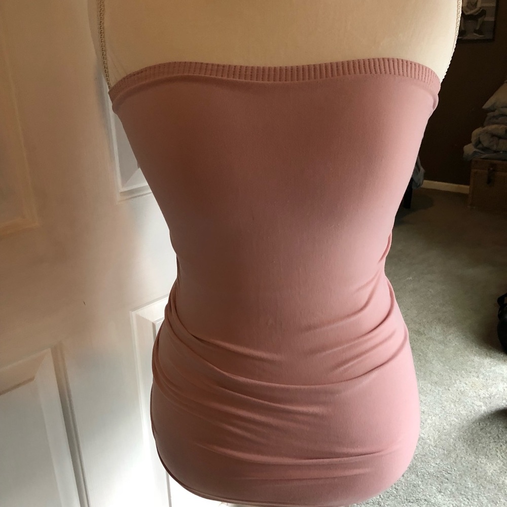 Baby pink Bebe tube top, extra long.